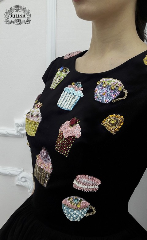 Платье "Sweet Dreams" ручная вышивка, шелк, бархат