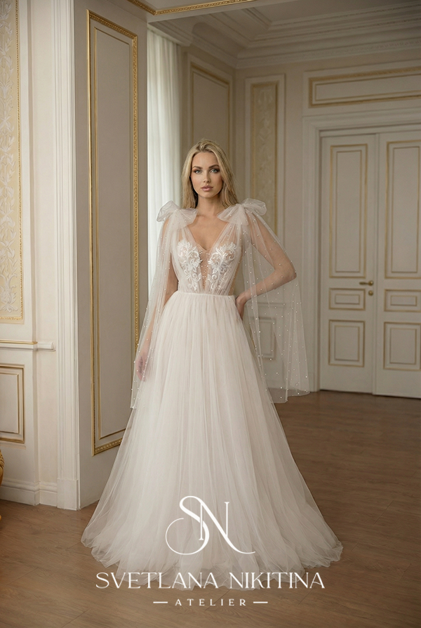 Свадебное платье ANET с бантами на плечах