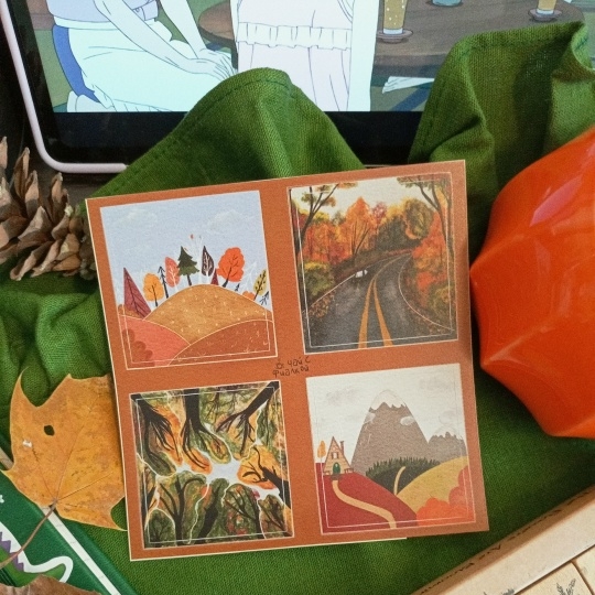 стикерпак осенний пейзаж, с картинками | чай с Фиалкой