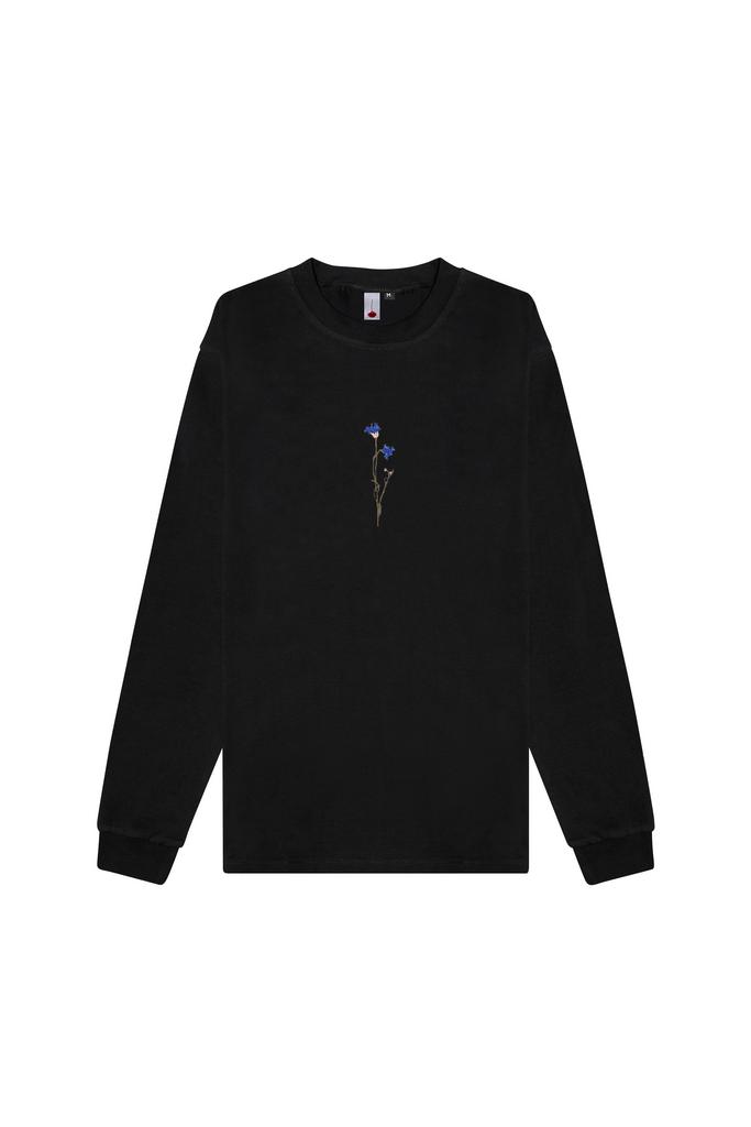 Лонгслив Василек черный Гербарий