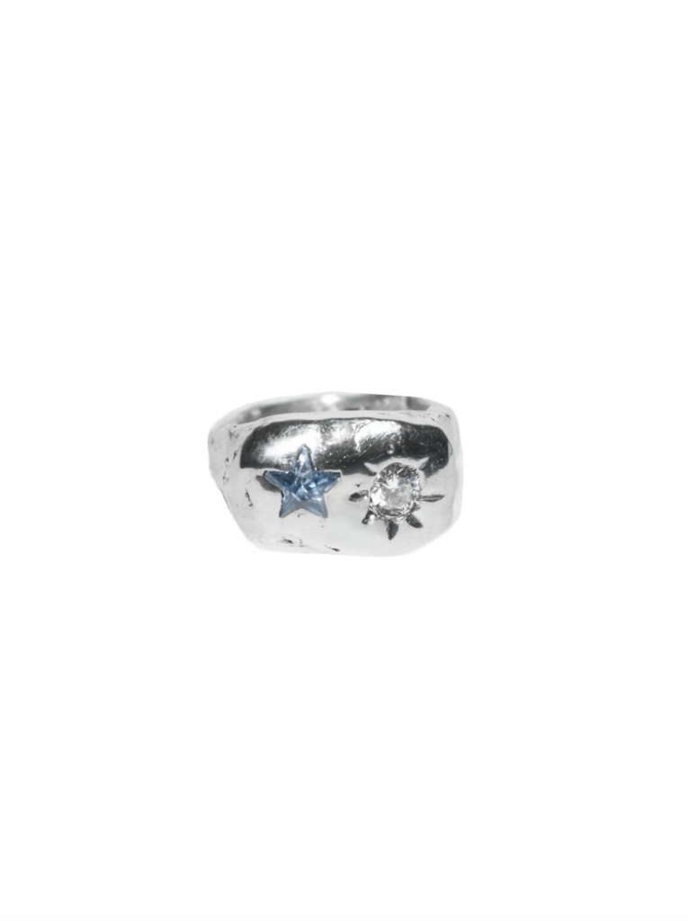 Кольцо Звезда голубое SJEW