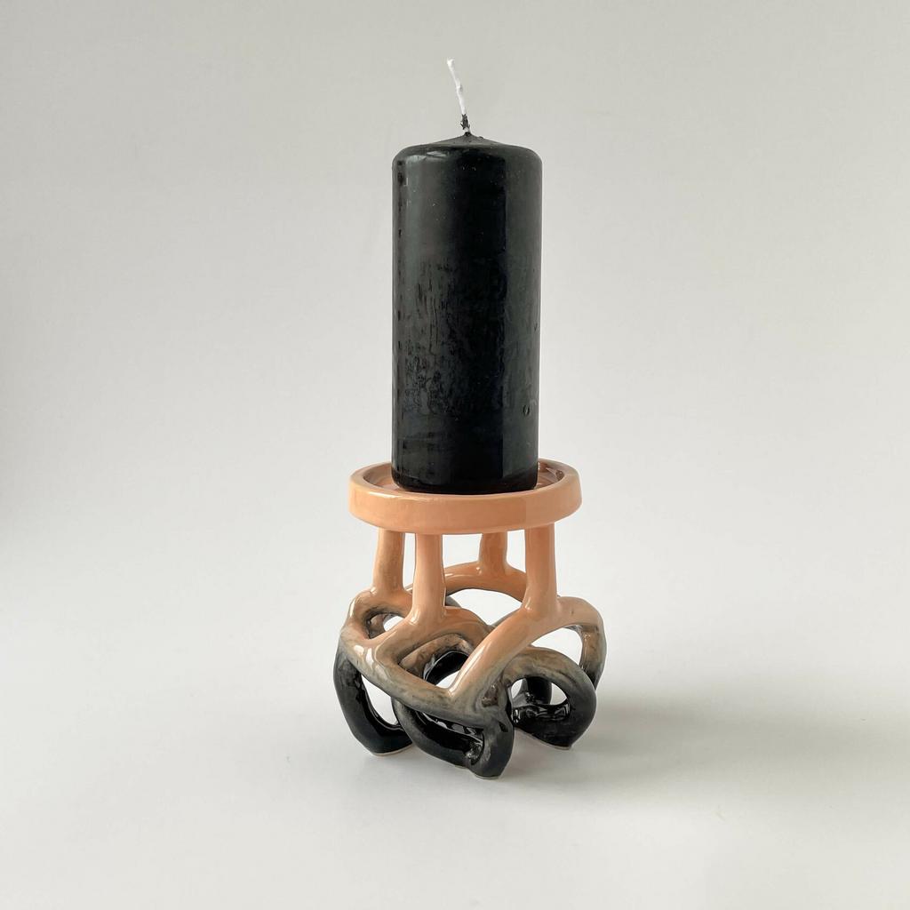 Подсвечник KORNI medium лососёво-чёрный