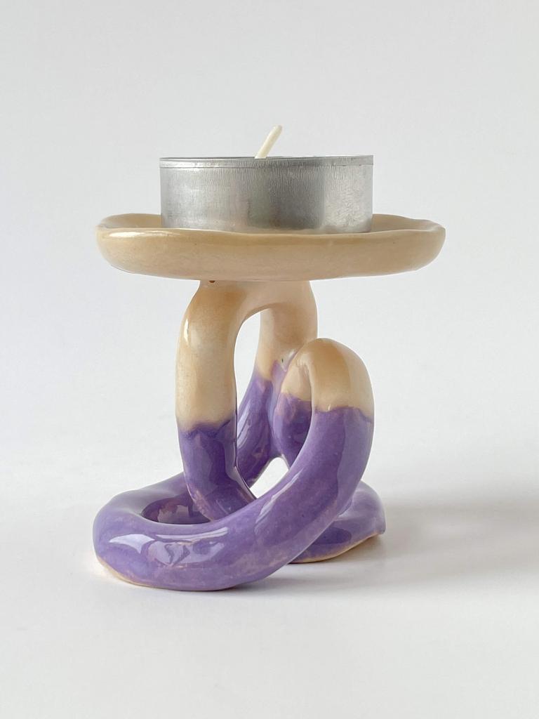 Подсвечник KORNI mini бежево-фиолетовый мал.