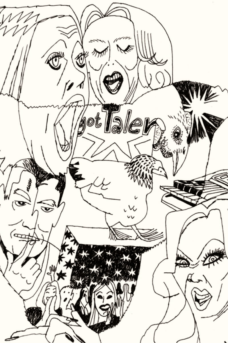 Линейный рисунок ручкой с женским портретом