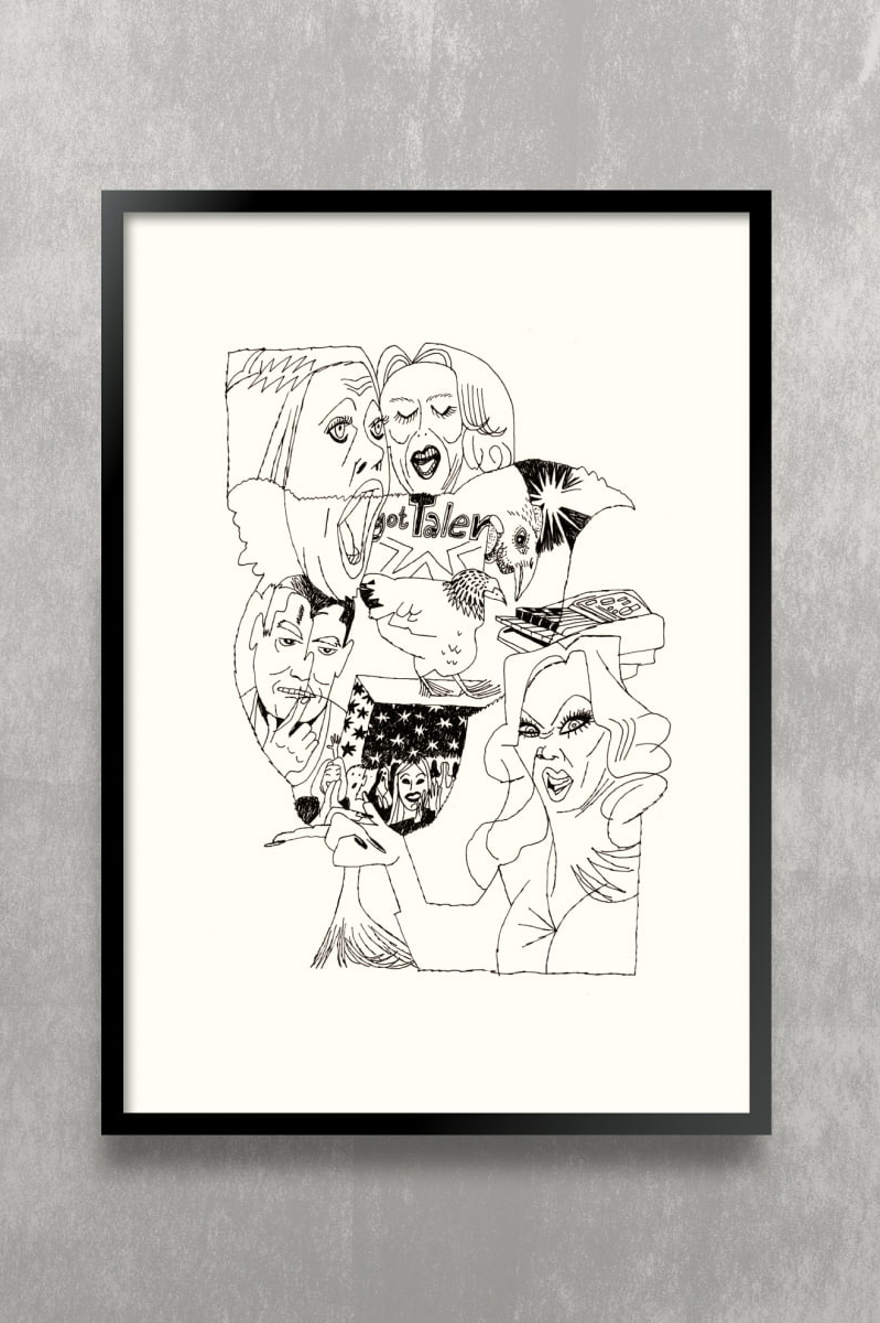 Постер на стену с рисунком ручкой в интерьер