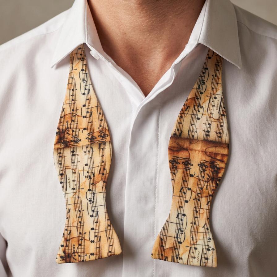 Бабочка самовяз с принтом винтажные ноты