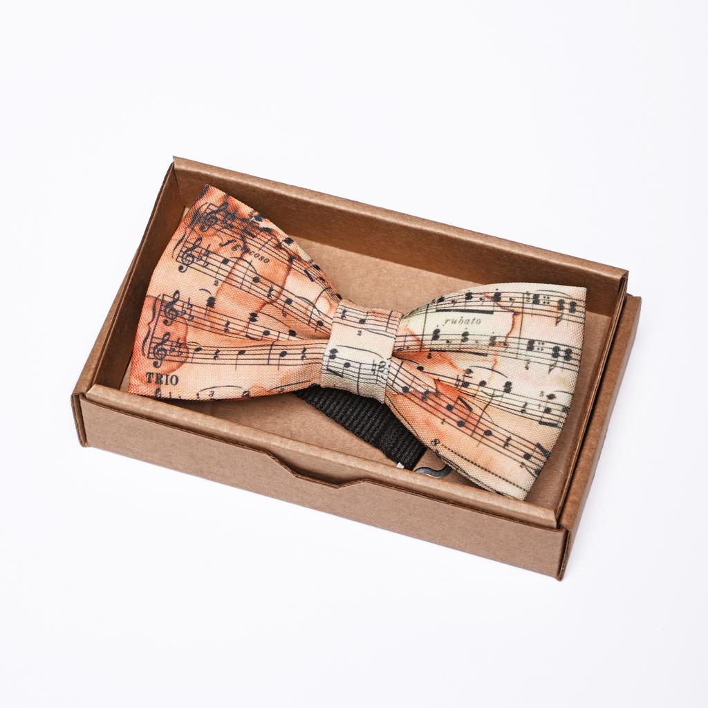 Галстук-бабочка с принтом винтажные ноты