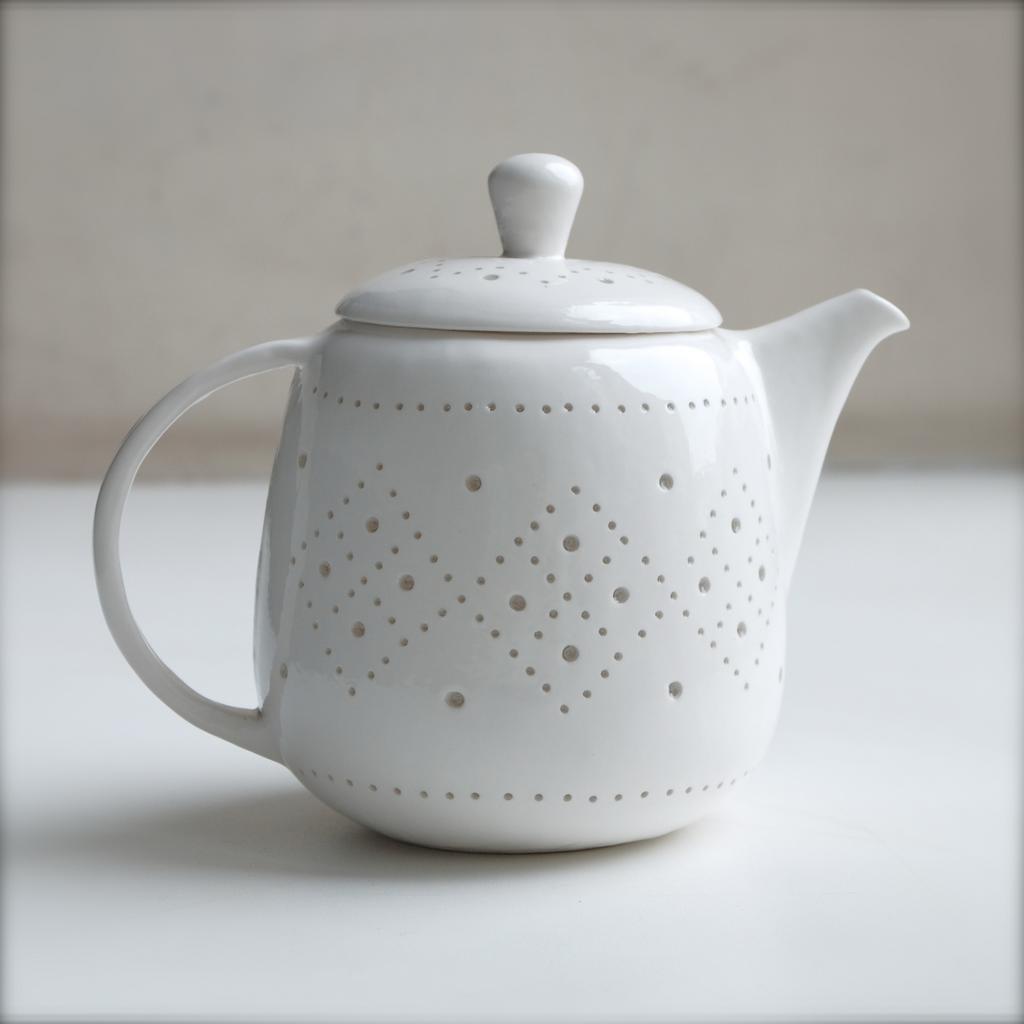 Чайник заварочный фарфоровый с прорезным узором Канва 1л