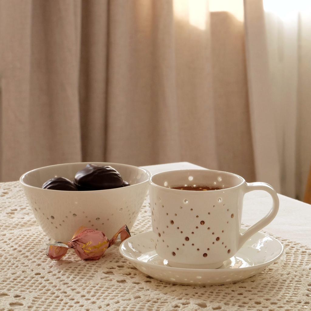 Набор с кофейной парой Ромбы и маленькой пиалой