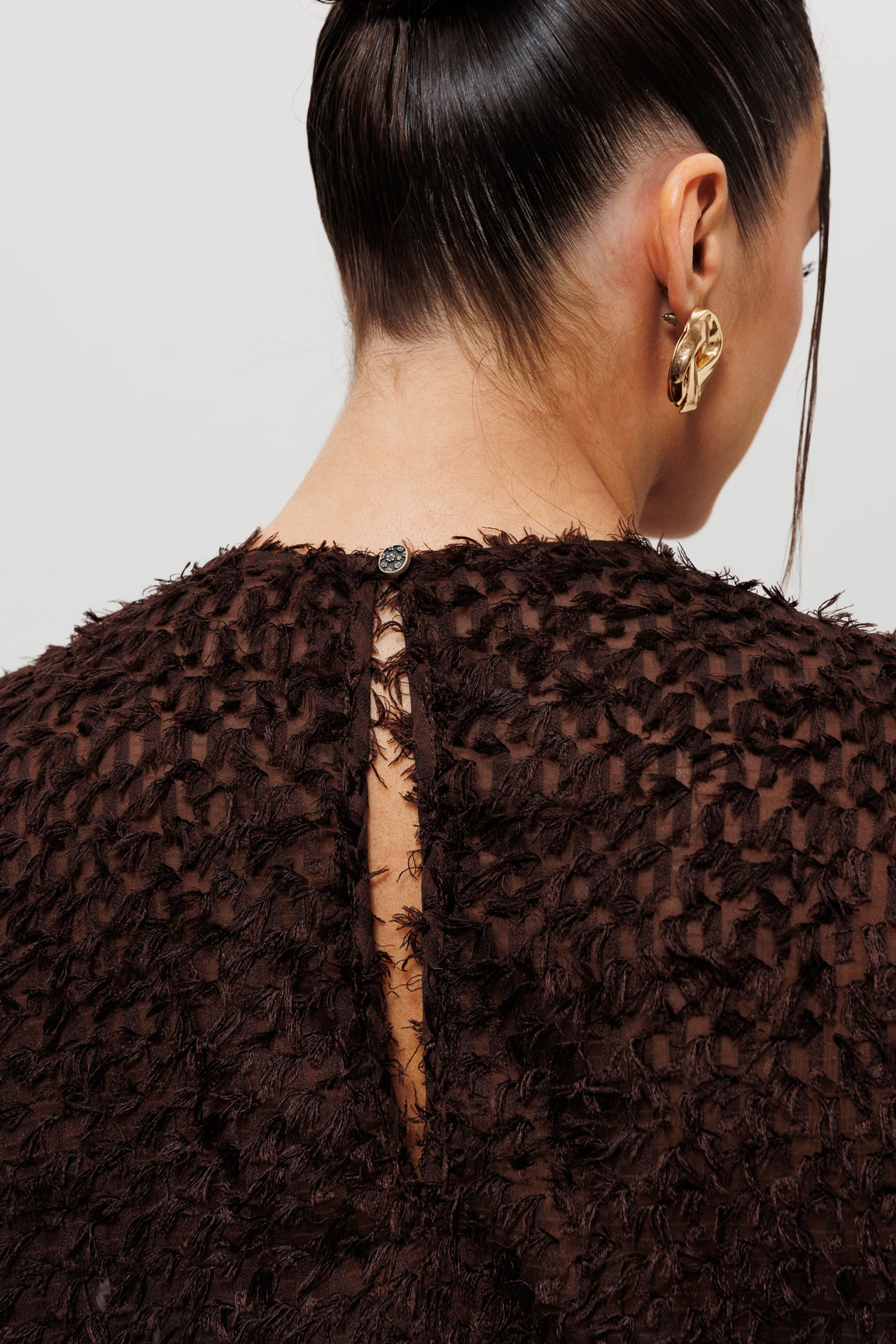 Блуза шоколадная из ткани "травка" арт. 1280