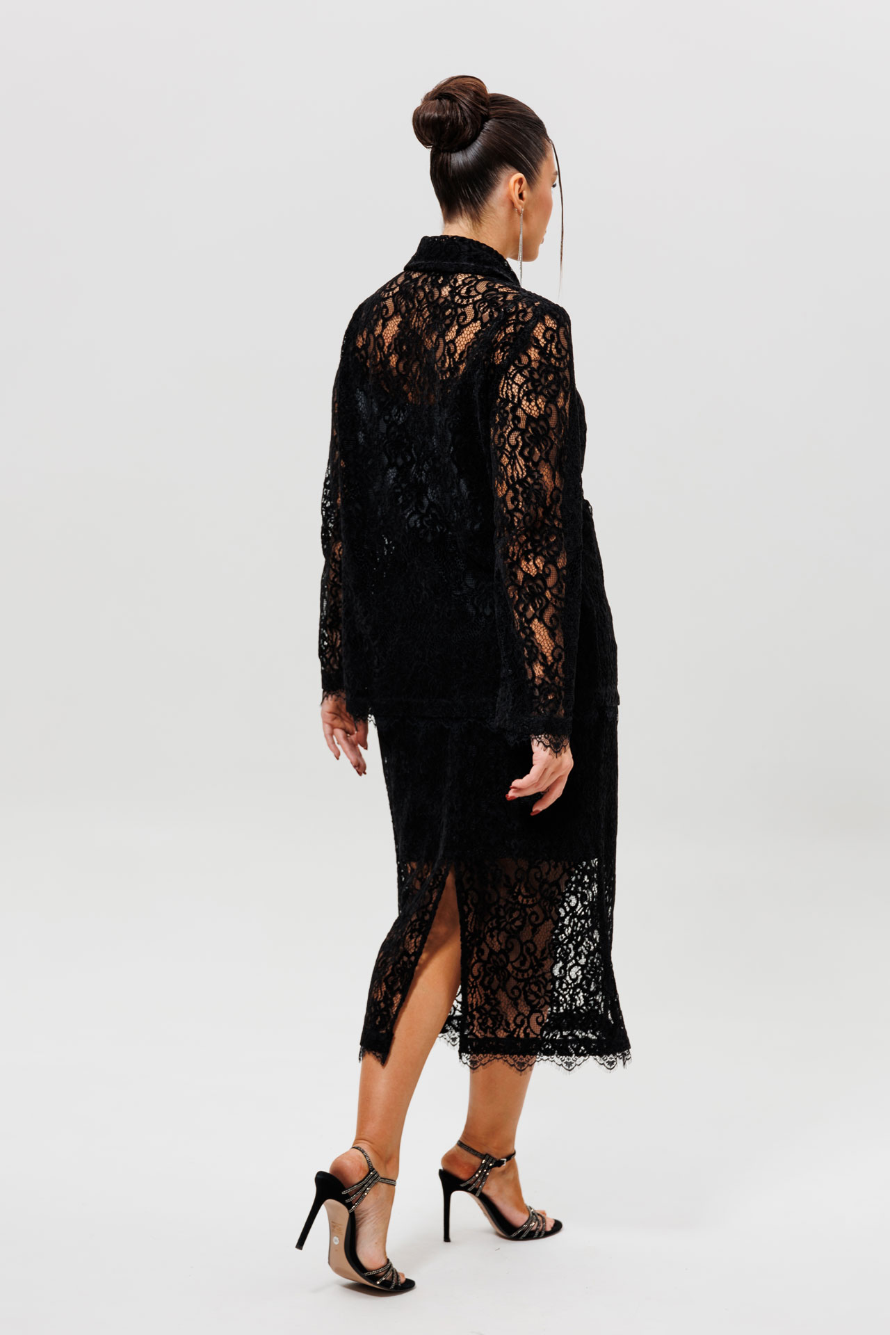 Костюм черный кружевной с юбкой арт. 1284