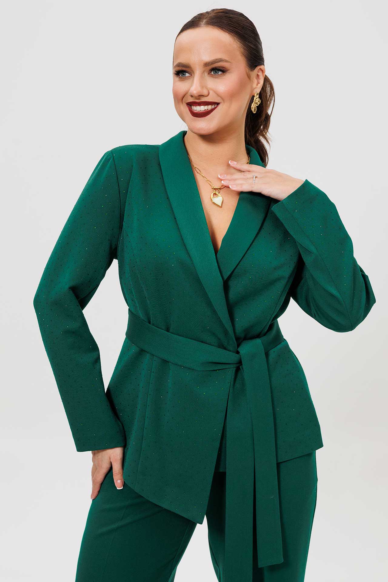 Костюм зеленый брючный с жакетом арт. 1269
