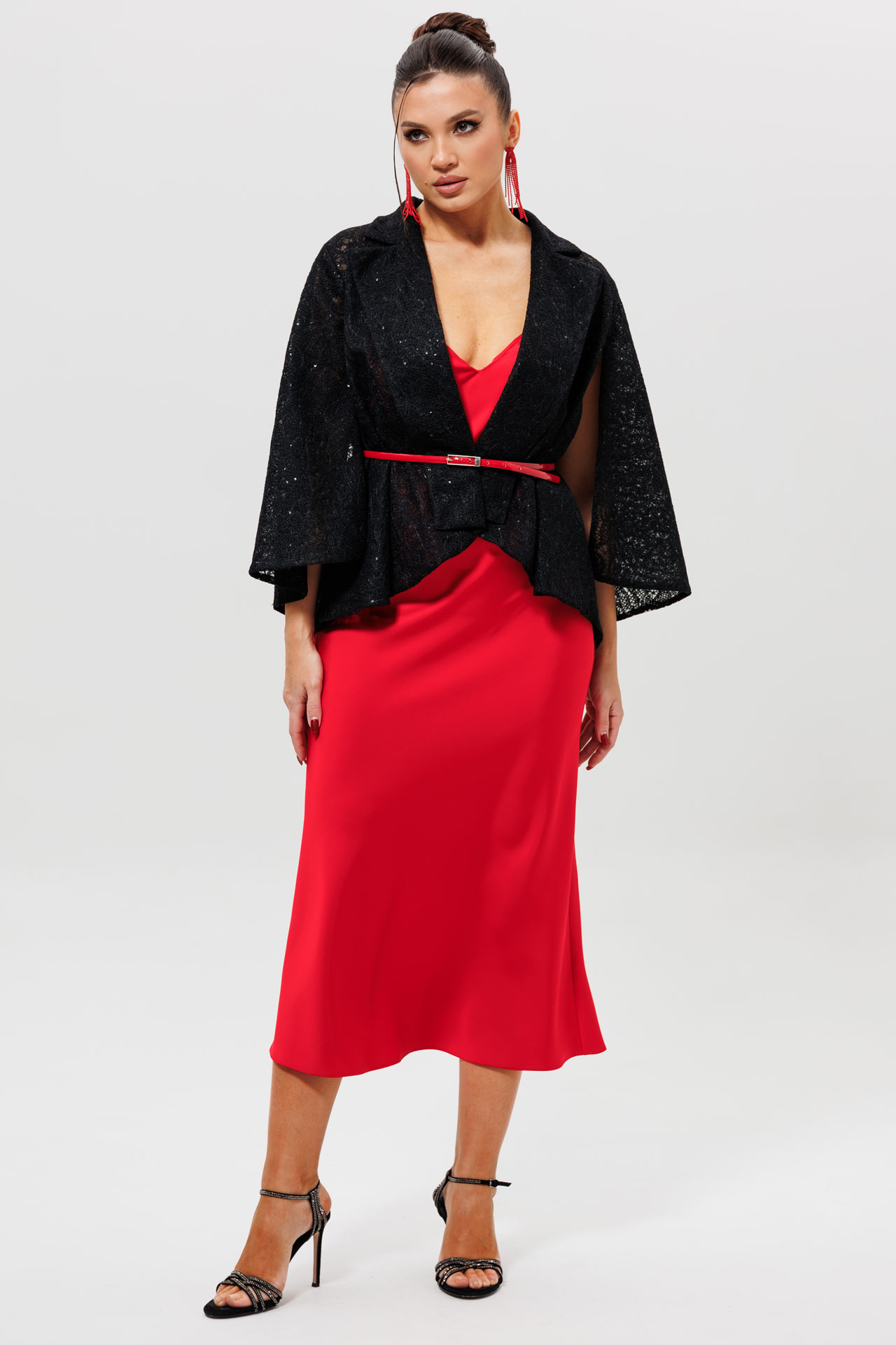 Кейп черный кружевной с пайетками арт. 1278