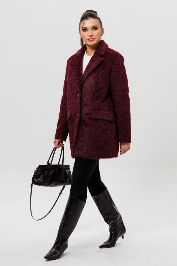 Пальто демисезонное арт. 1148 цвет бордовый