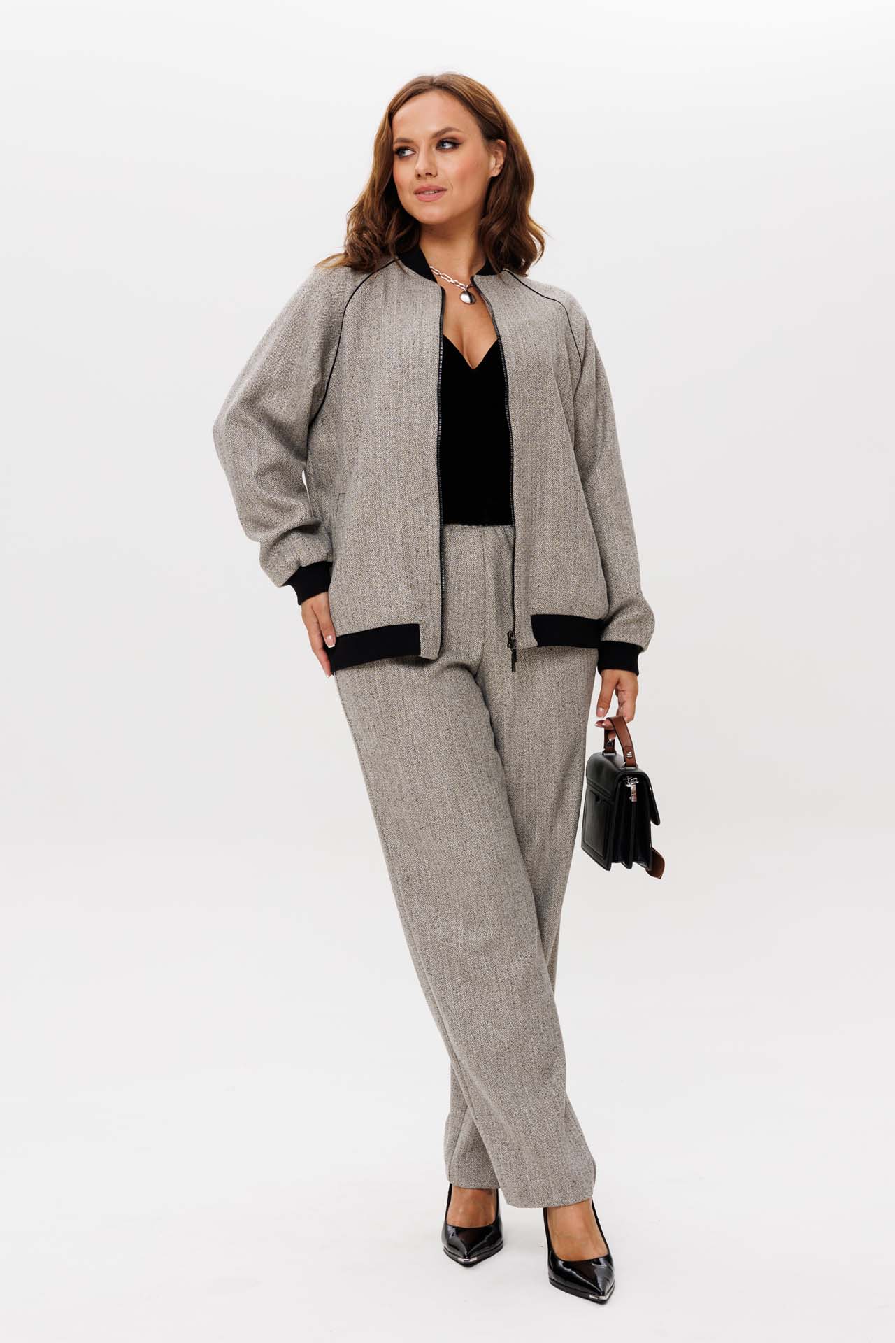 Костюм серый бомбер и брюки арт. 1243
