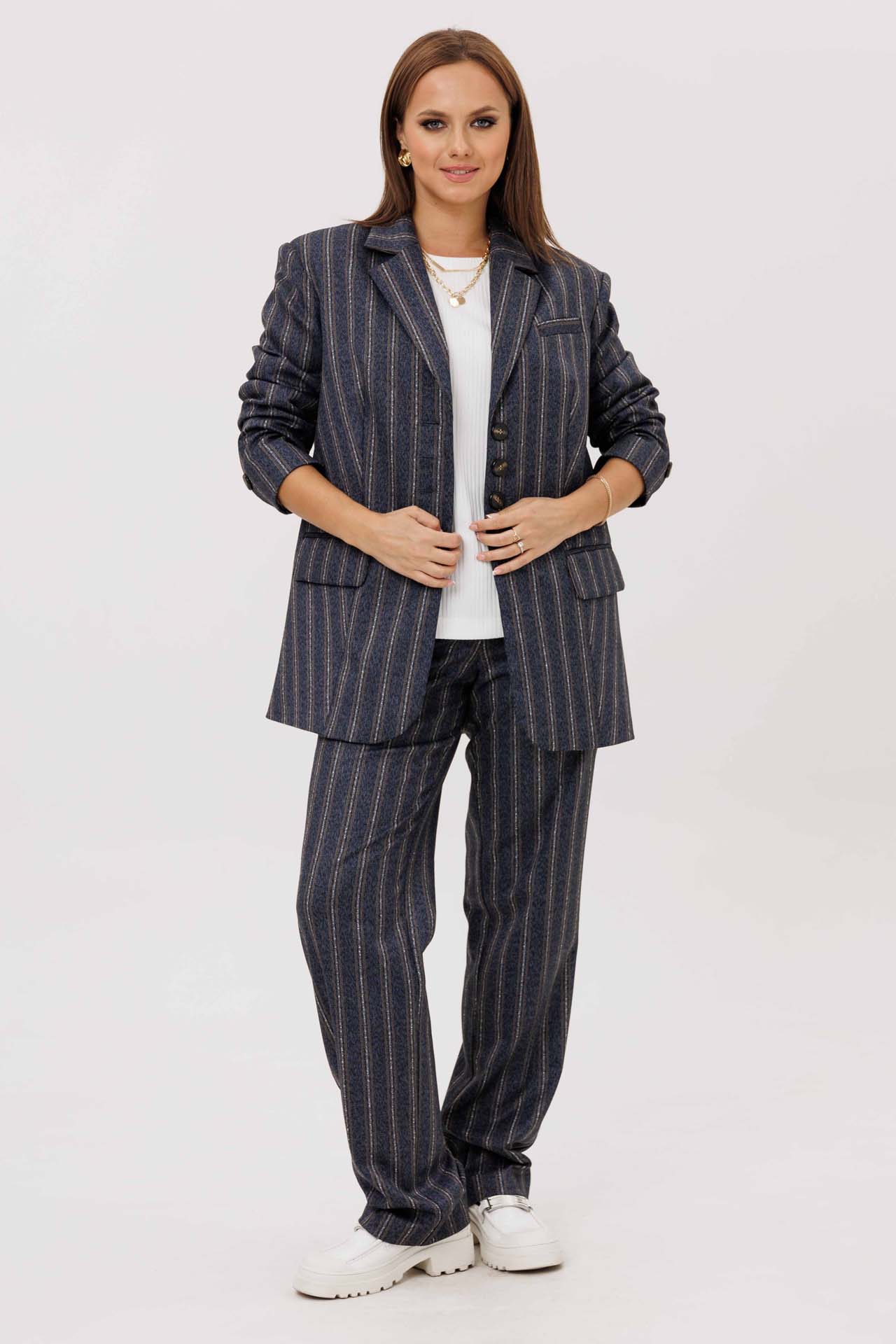 Костюм брючный арт.1249 в полоску синий цвет