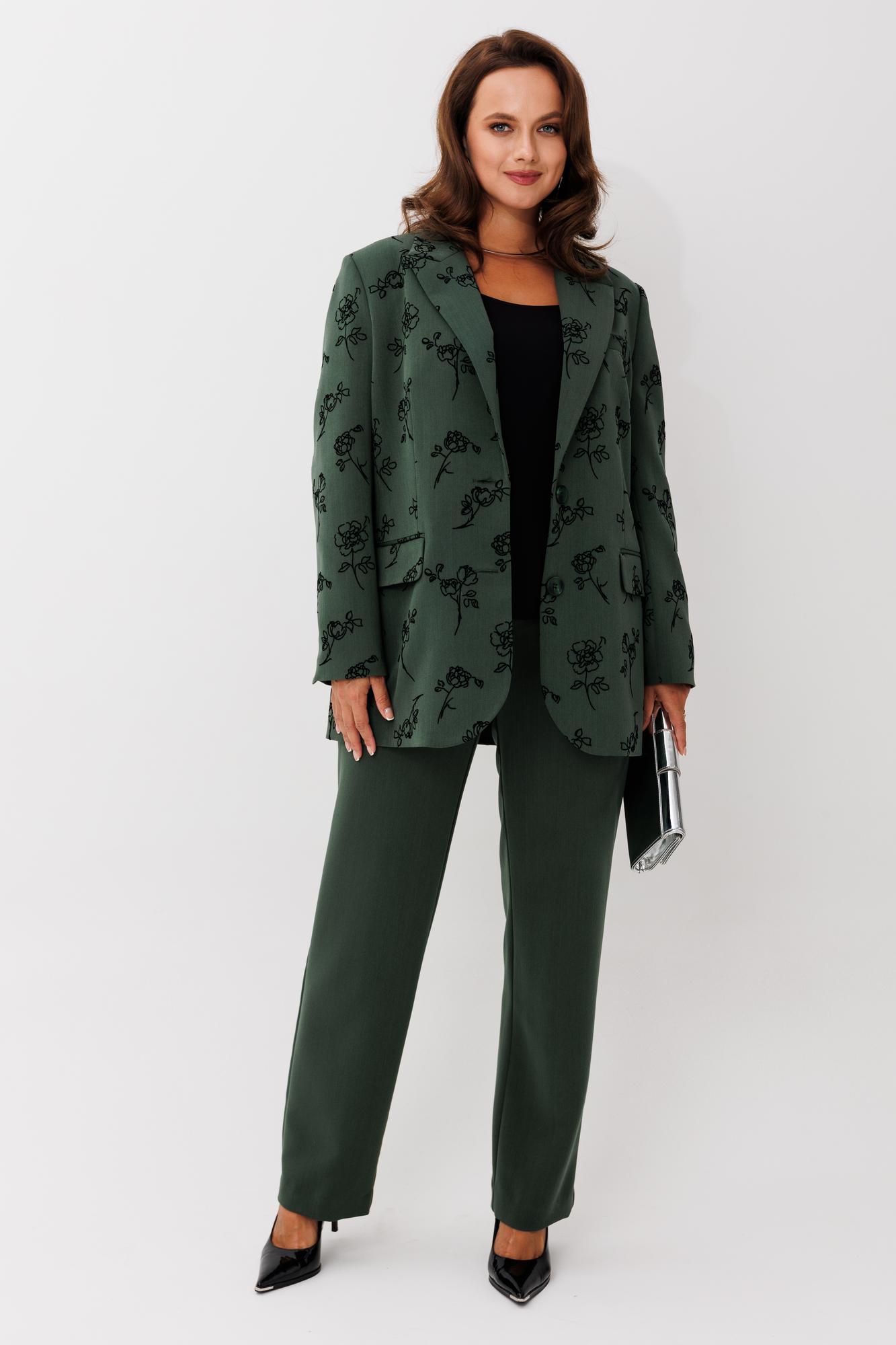 Костюм брючный с цветами флок арт 1267