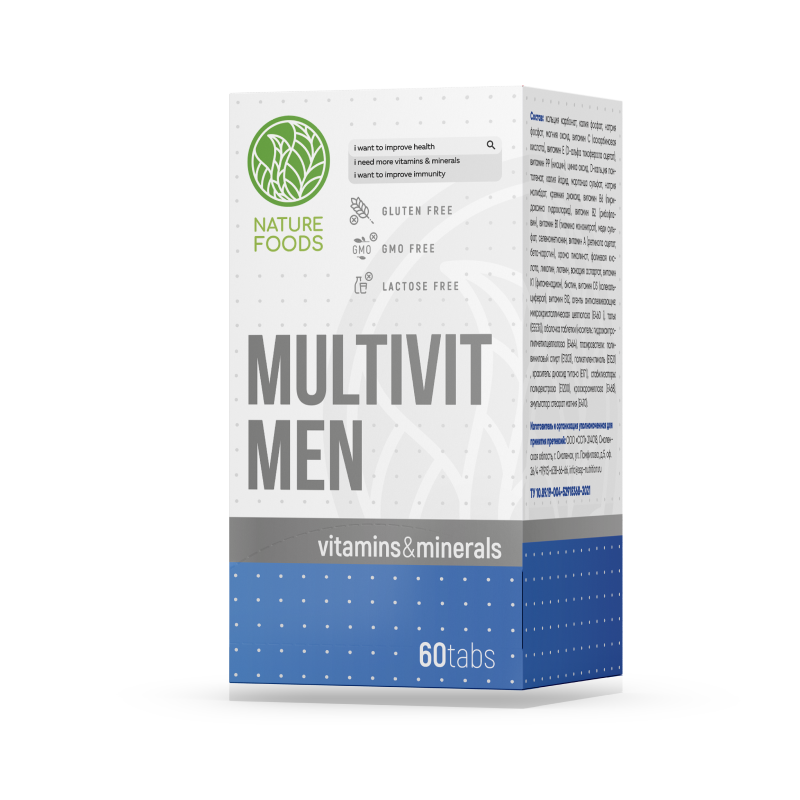 Мужские мультивитамины Мульти Мен, Multi Men, Nature Foods, 60 таблеток
