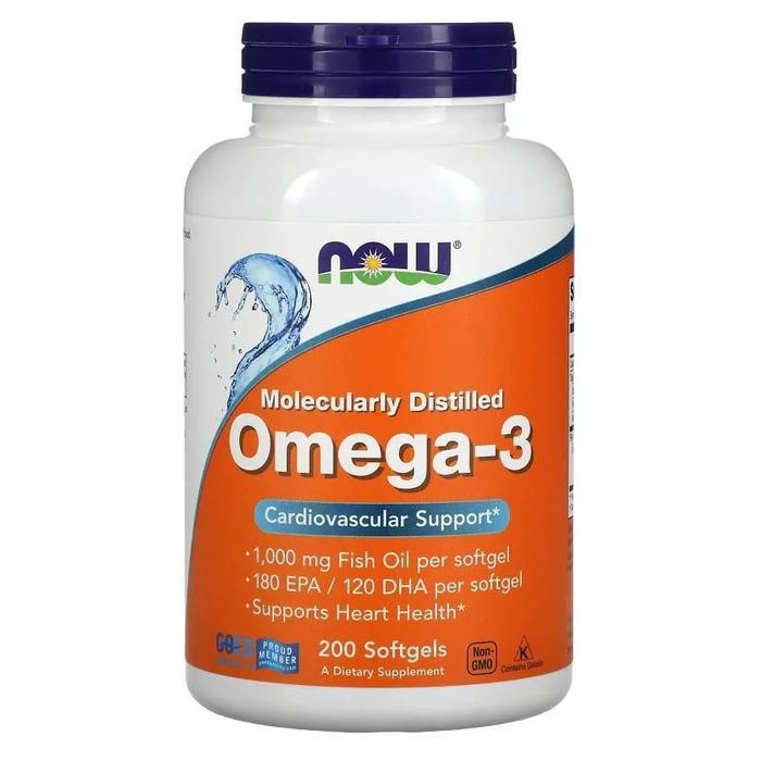 NOW Omega-3, Омега-3 180EPA/120DHA 1000 мг - 200 капсул
