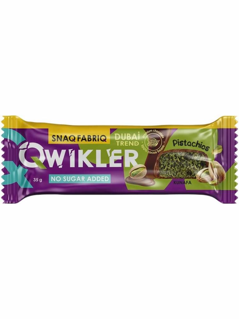Батончик глазированный Snaq Fabriq Qwikler, 35 г, Фисташка и катаифи (Дубайский шоколад)