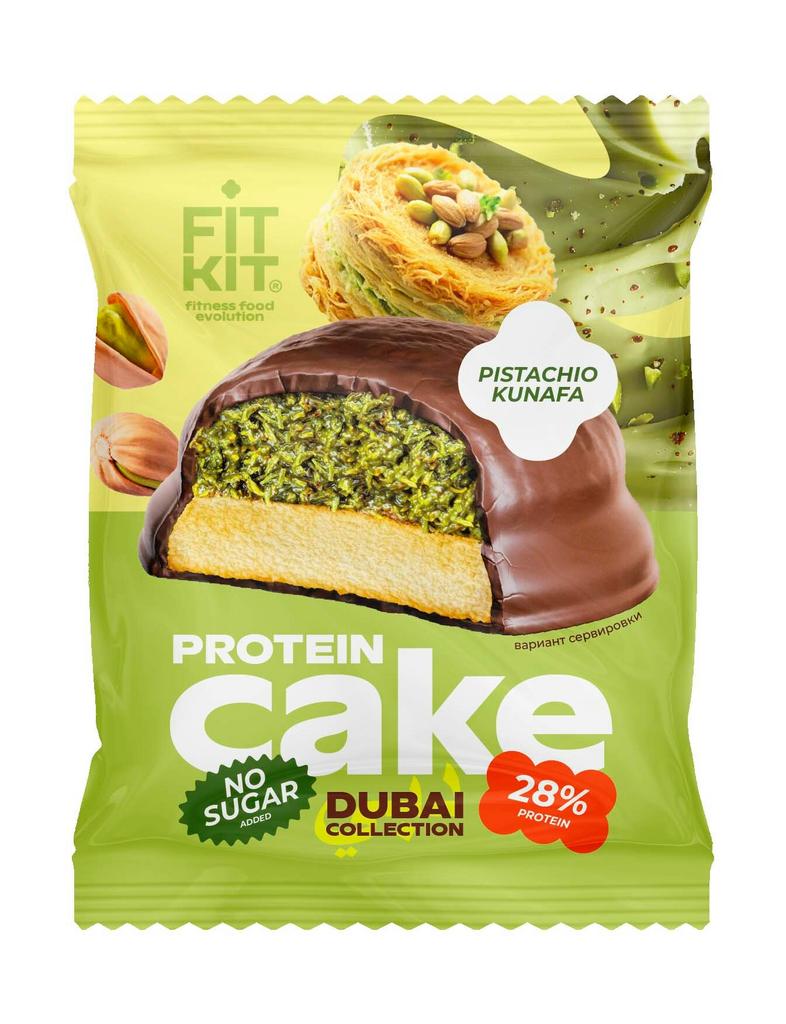 Протеиновое печенье с суфле без сахара Fit Kit Protein cake, 50 г, Фисташковая кунафа (Дубайский шоколад)
