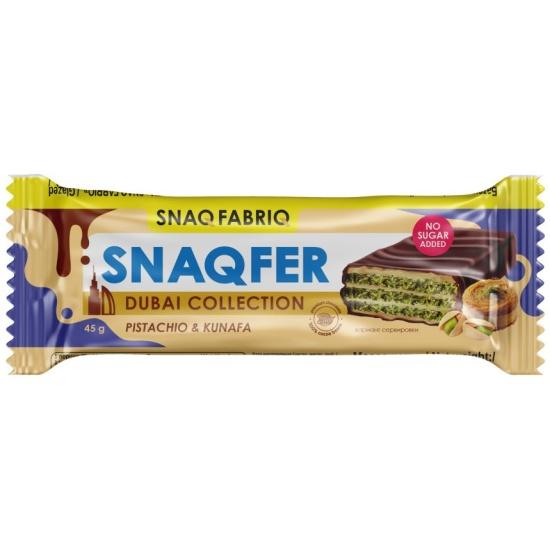 Вафли в шоколаде Snaq Fabriq Snaqfer, 45 г, Фисташковая паста и хрустящие тесто (Дубайский шоколад)
