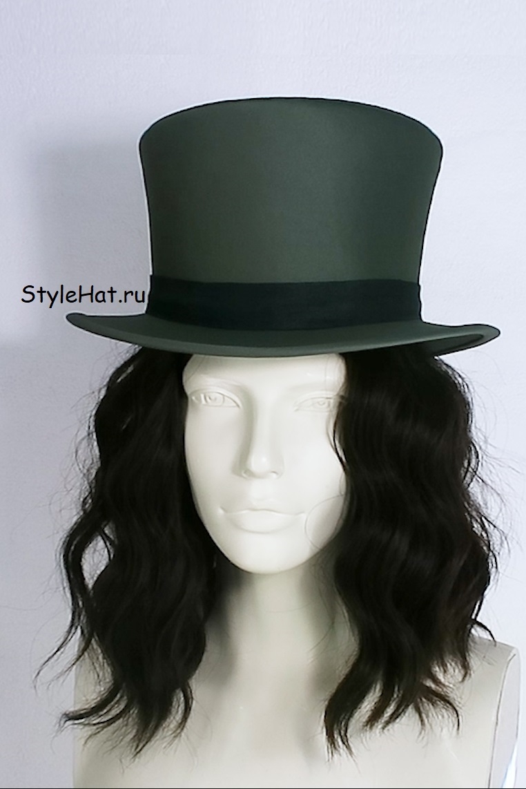 Зеленая шляпа цилиндр высокий
