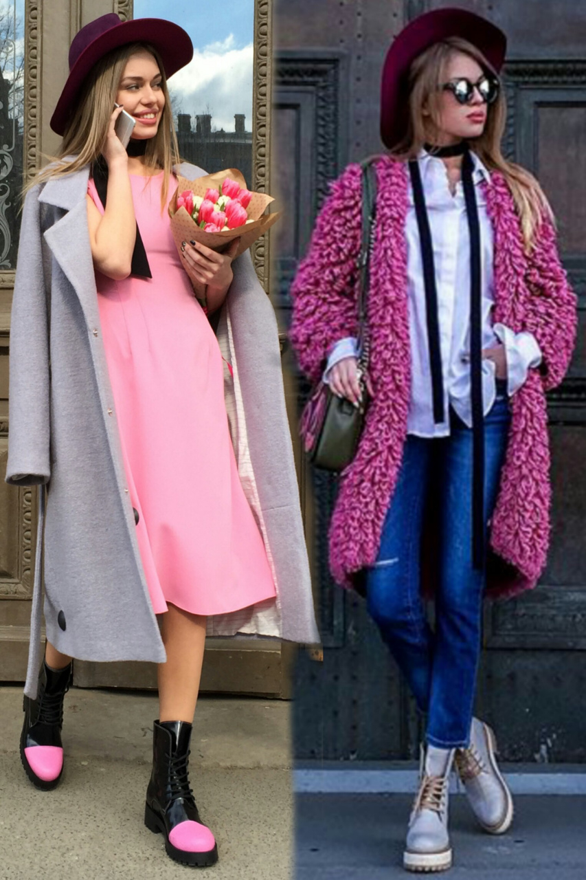 Яркая широкополая шляпа федора с полями цвета фуксия и фиолетовой тульей