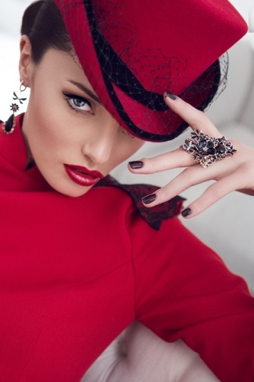 Красная шляпа цилиндр Женская фетровая амазонка