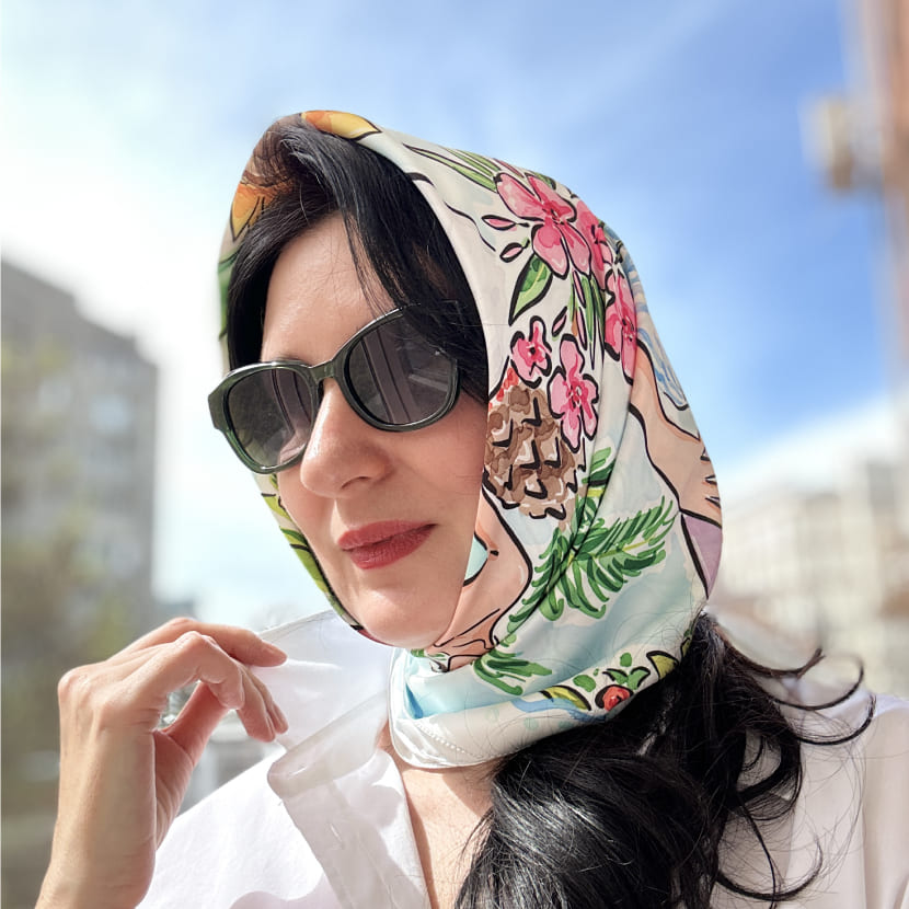 Платок на голову с принтом набережной, пальм и моря, летний аксессуар из полиэстера