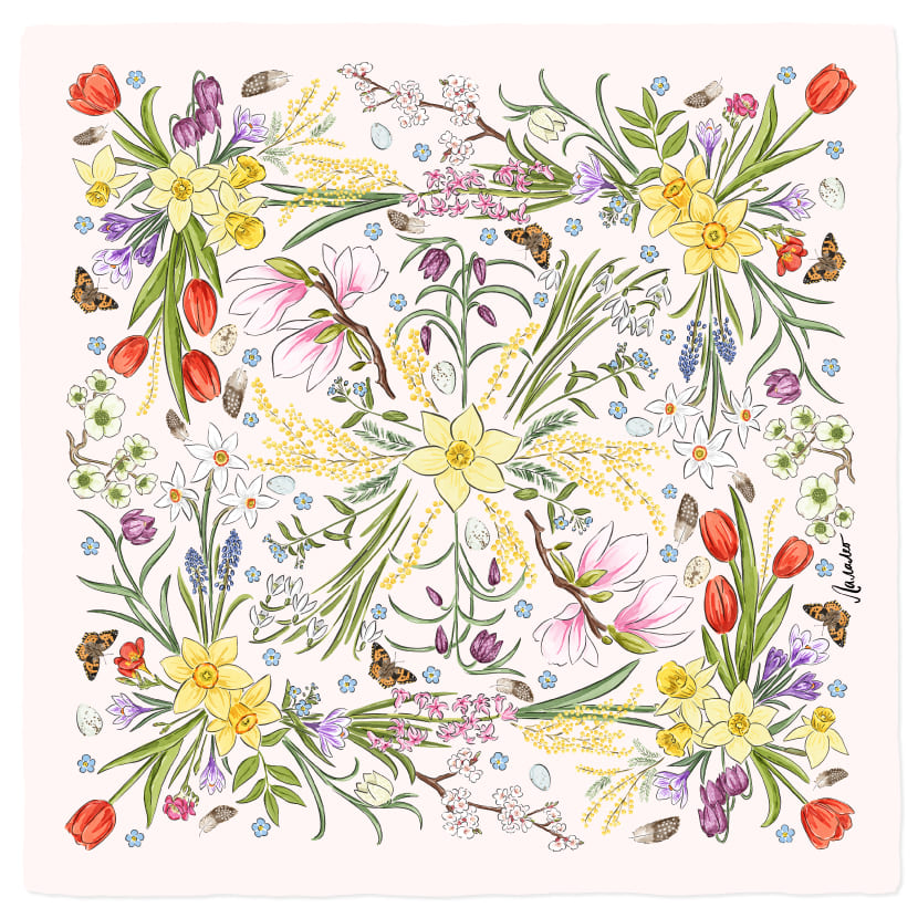 Розовый весенний платок с цветами