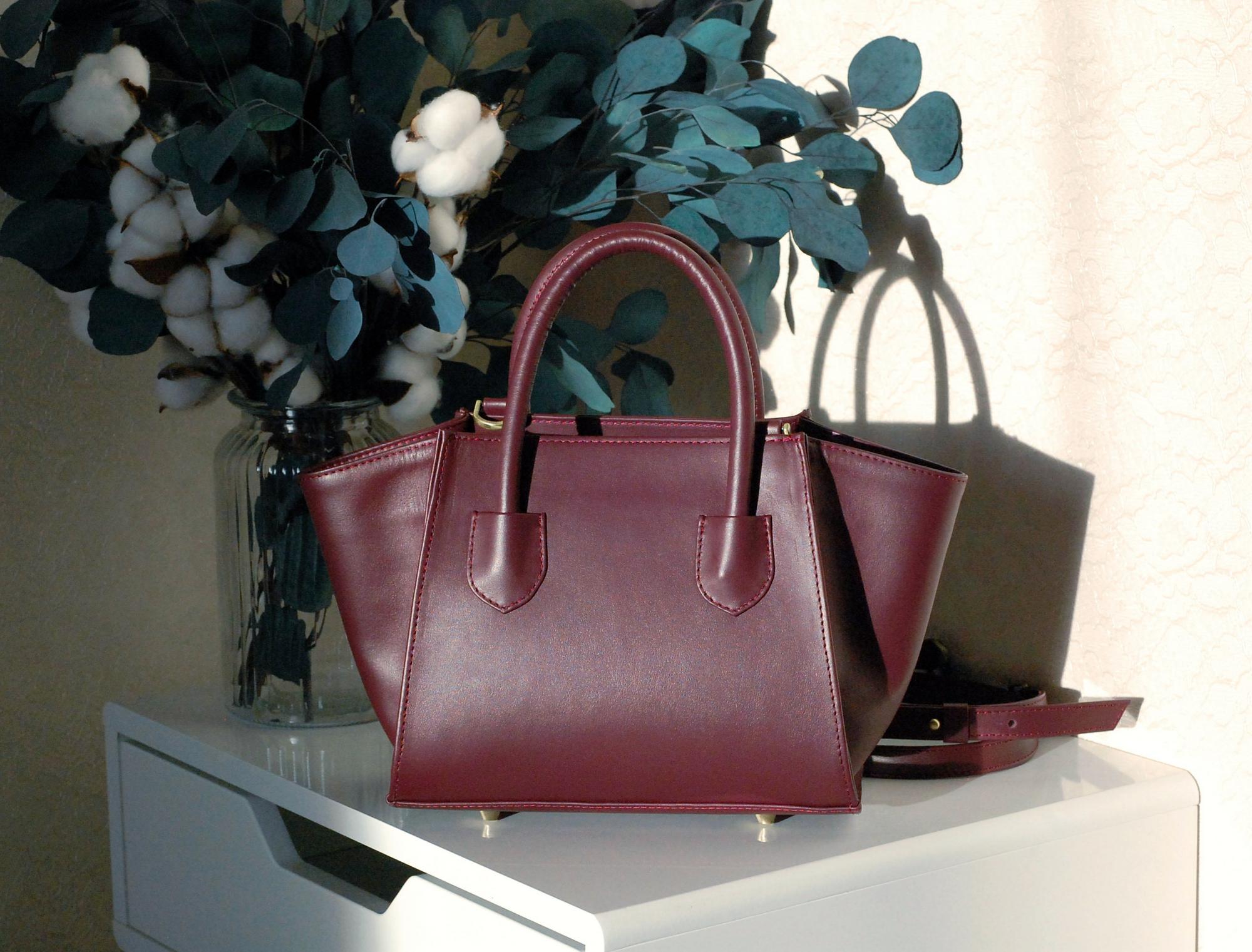 Сумка тоут цвета марсала