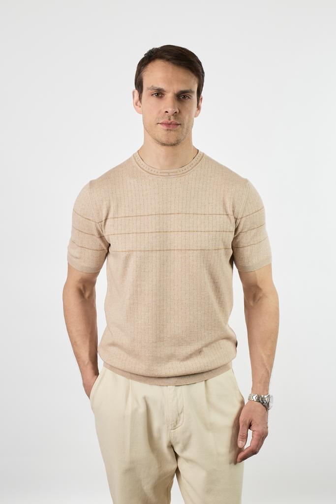 ВЯЗАННАЯ ФУТБОЛКА ИЗ ХЛОПКА И КАШЕМИРА