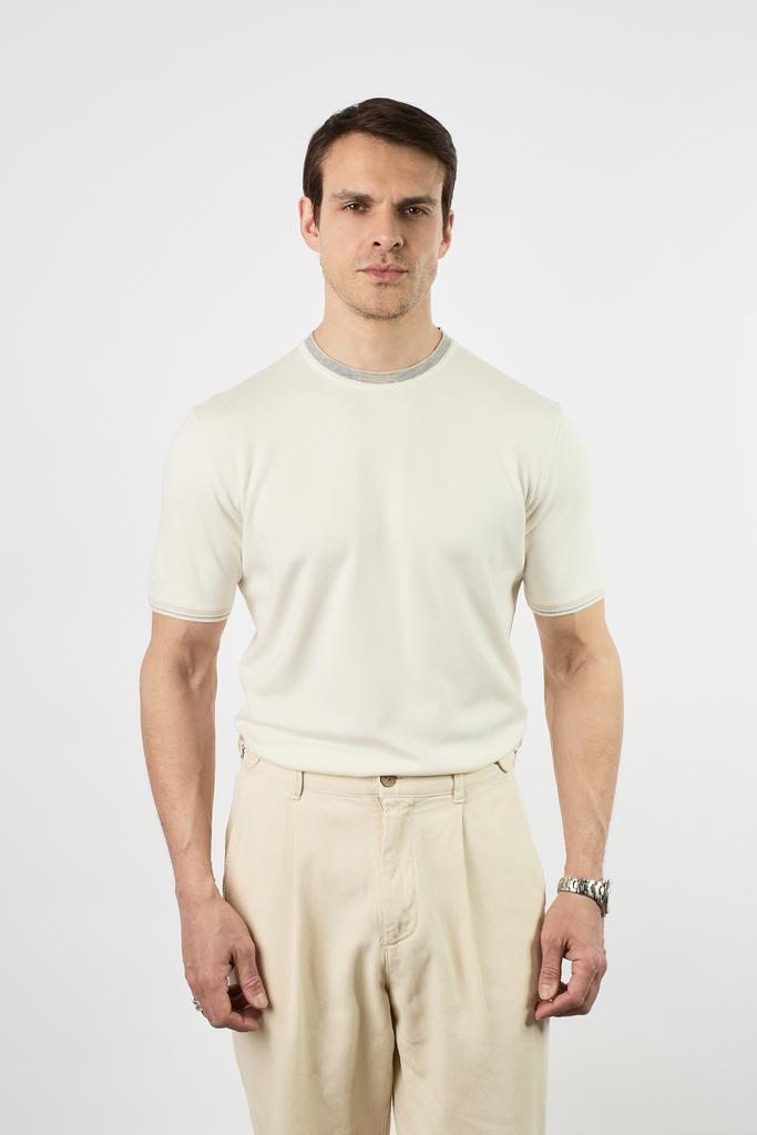 ВЯЗАННАЯ ФУТБОЛКА ИЗ ХЛОПКА И КАШЕМИРА