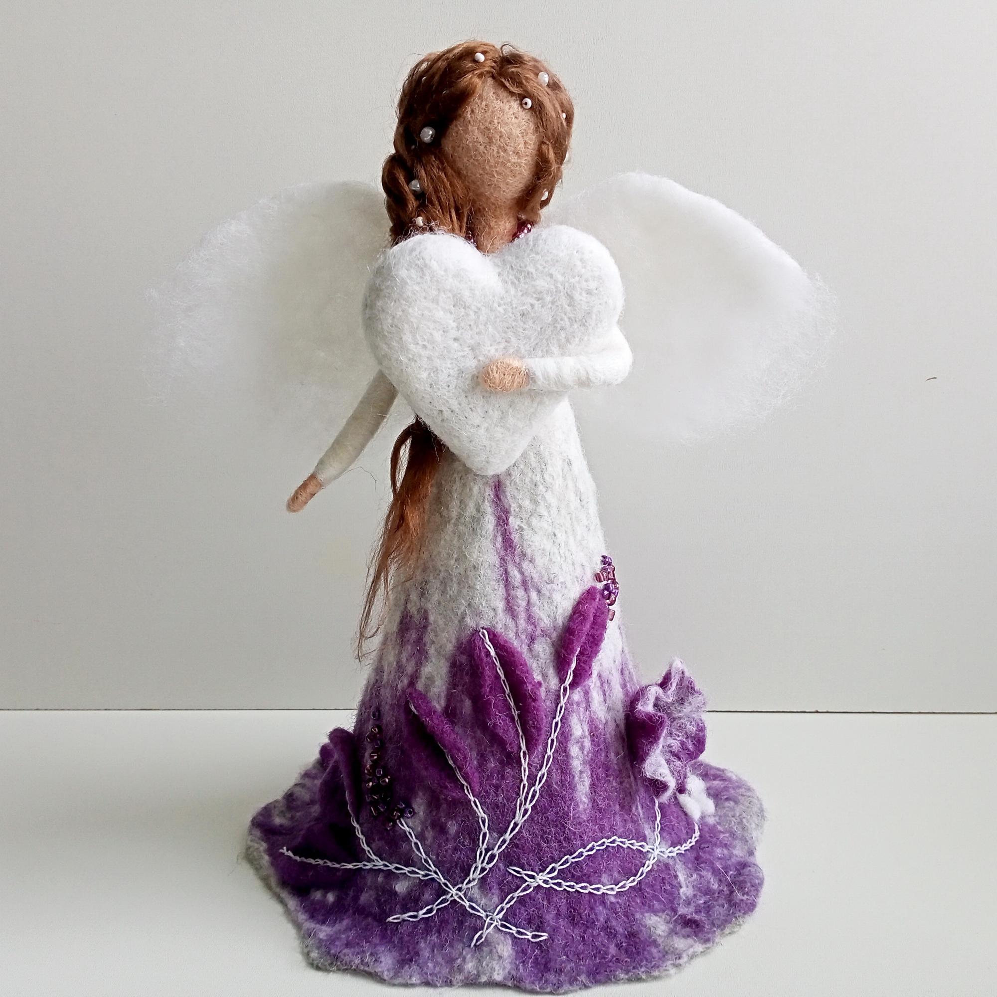 Blessed Angel Guardian handmade white & purple