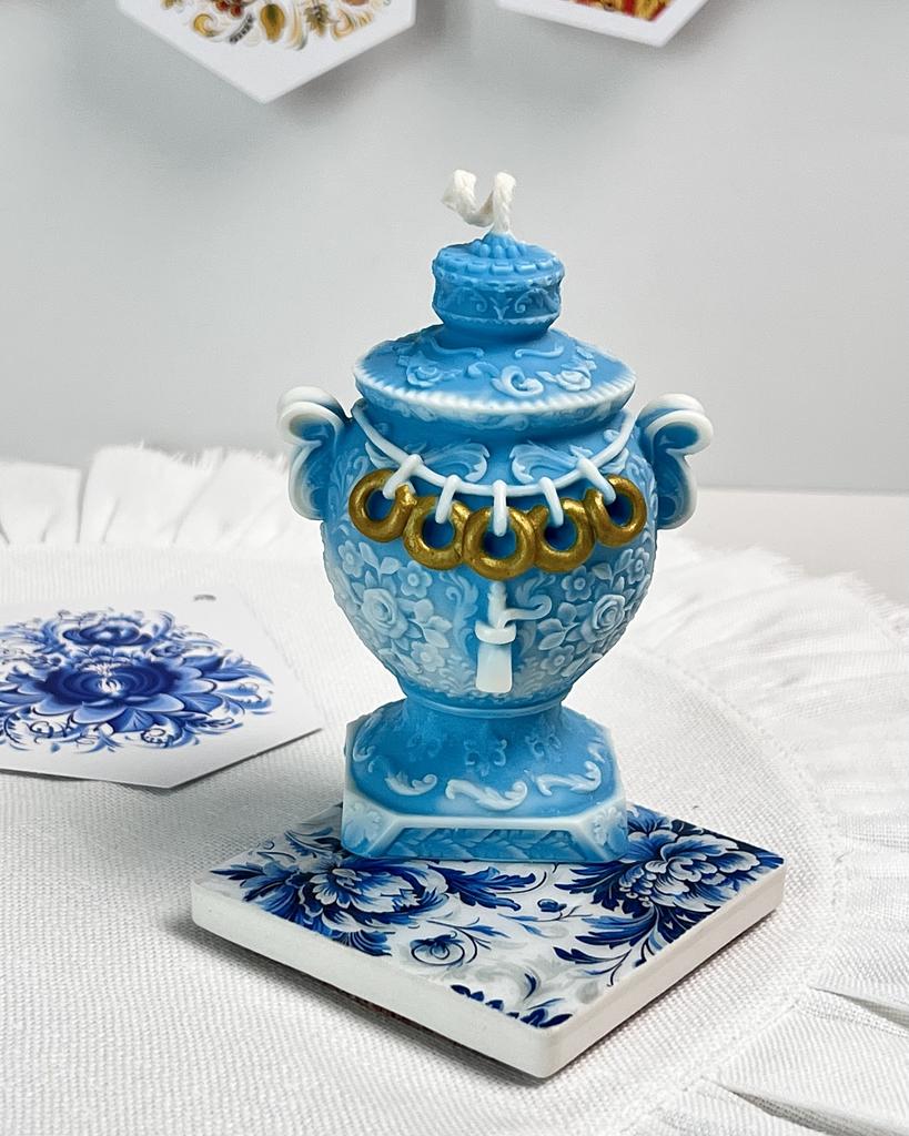 Свеча Самовар и подвечник набор