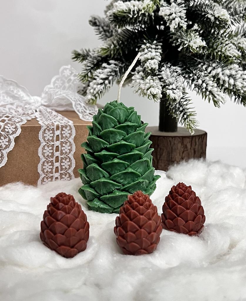 Свеча Шишка зеленая и мелтсы (3 шт) набор