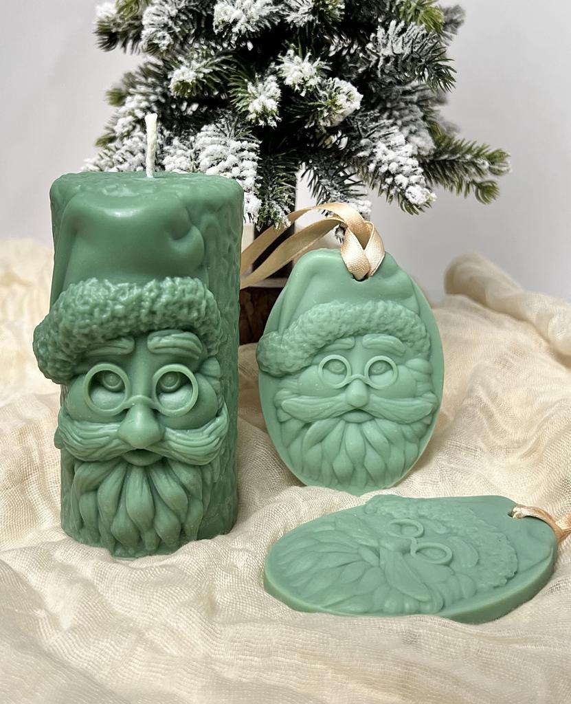 Свеча Санта / Дед Мороз и саше 2 шт набор зеленый