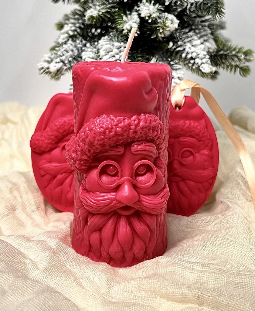 Свеча Санта / Дед Мороз и саше 2 шт набор клюквенный