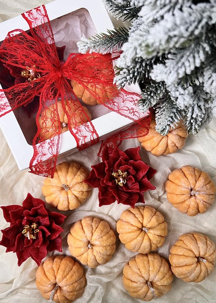 Свечи пуансеттия и мандарины 2 шт набор