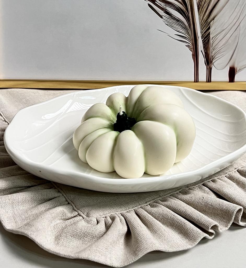 Свеча Тыква плоская белая