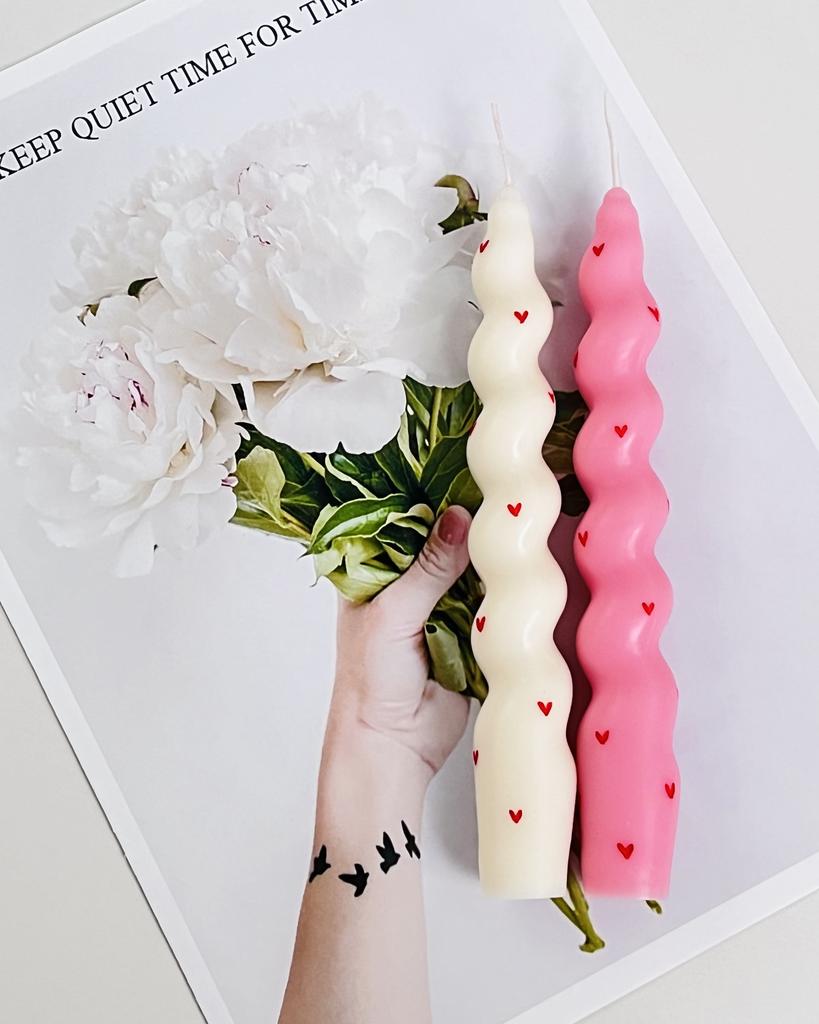 Свечи столовые с сердечками набор 2 шт