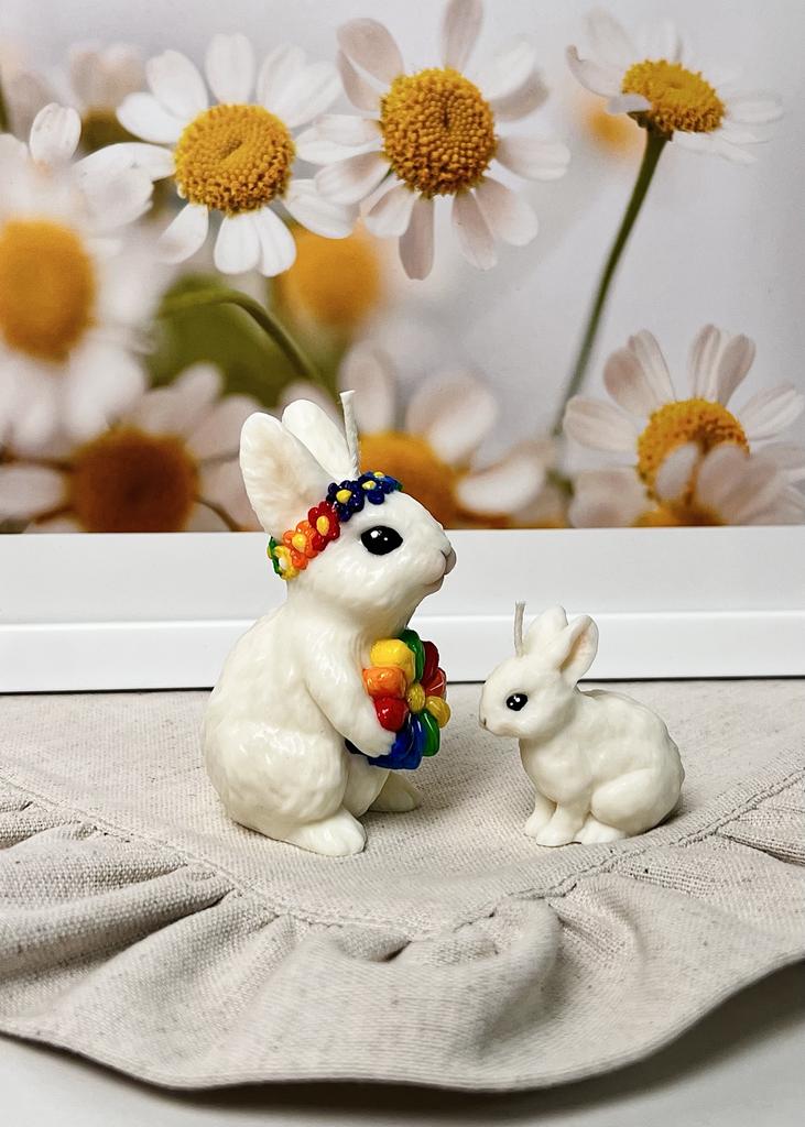 Свечи Кролик с цветком и Зайка набор