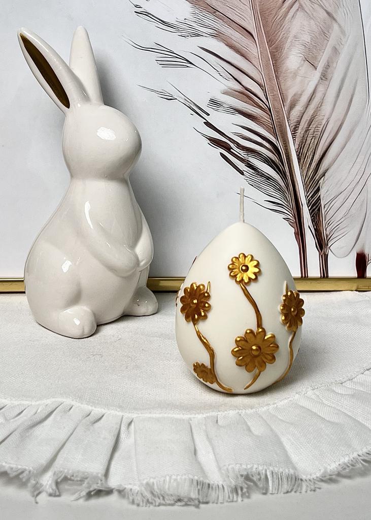 Свеча Яйцо с золотыми цветами