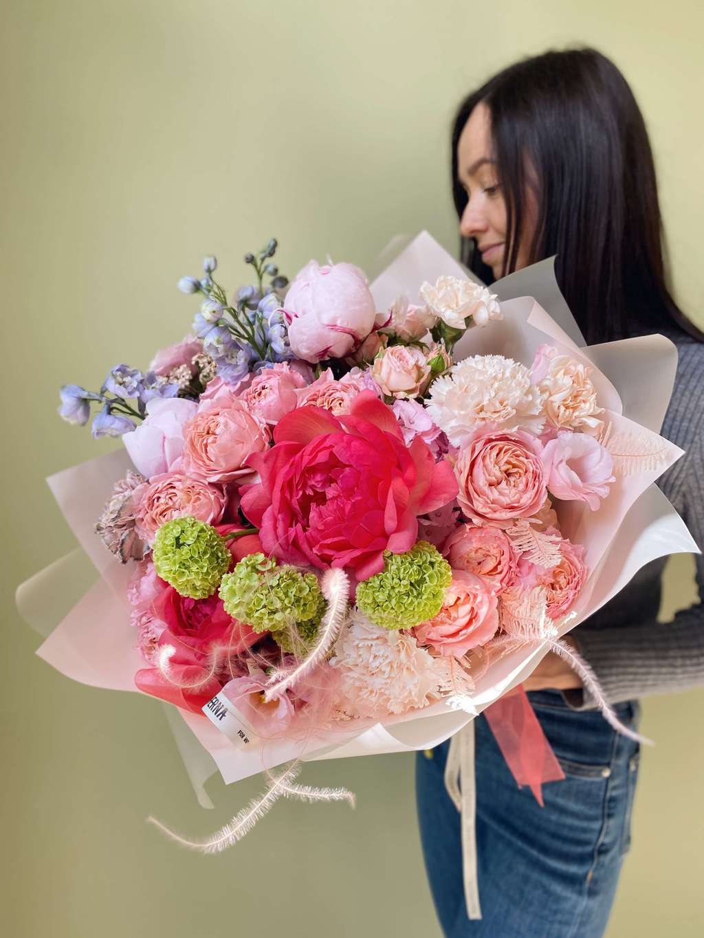 Авторский букет "Коралловый Залив" круглый