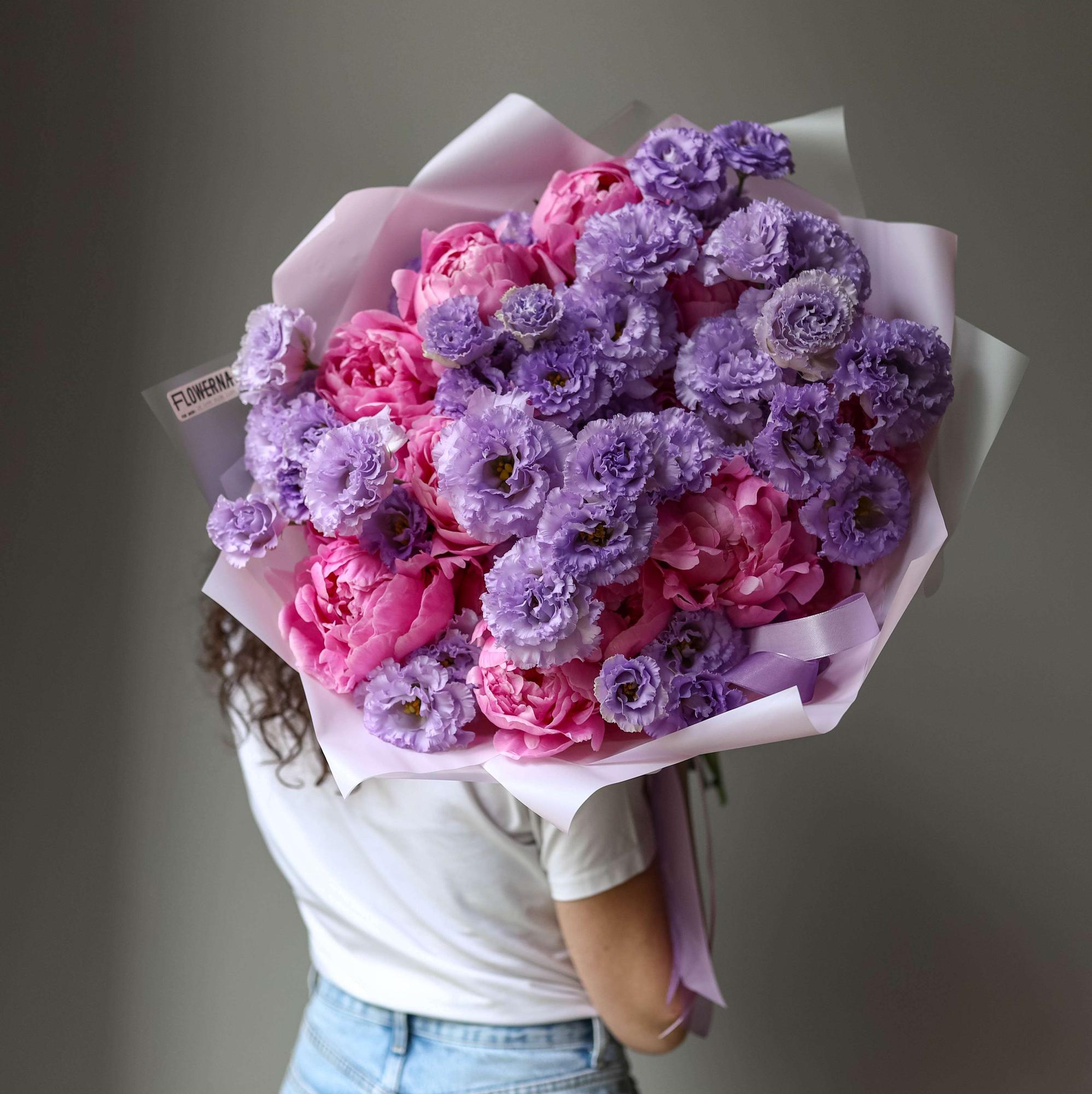 Дуо-букет "Пионы Флеминг & Эустома Алиса Лавандер"