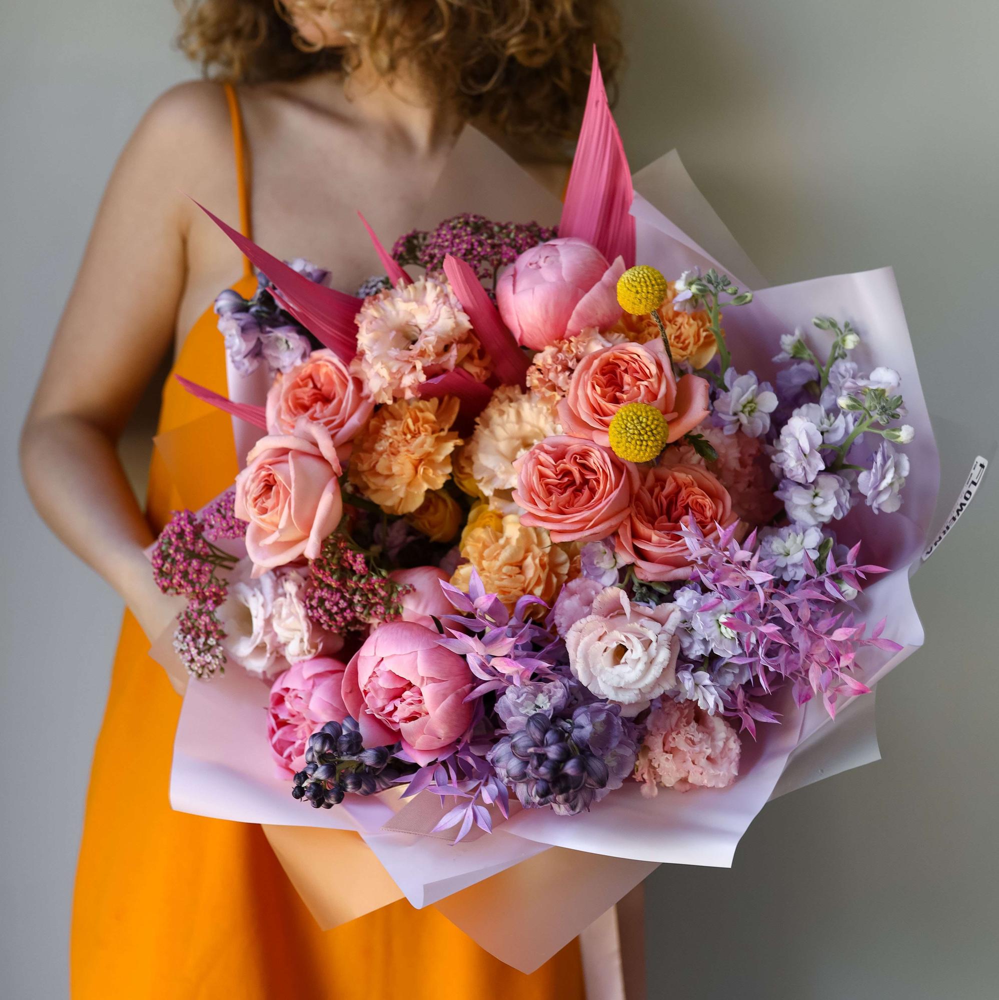 Авторский букет "Летний закат" круглый