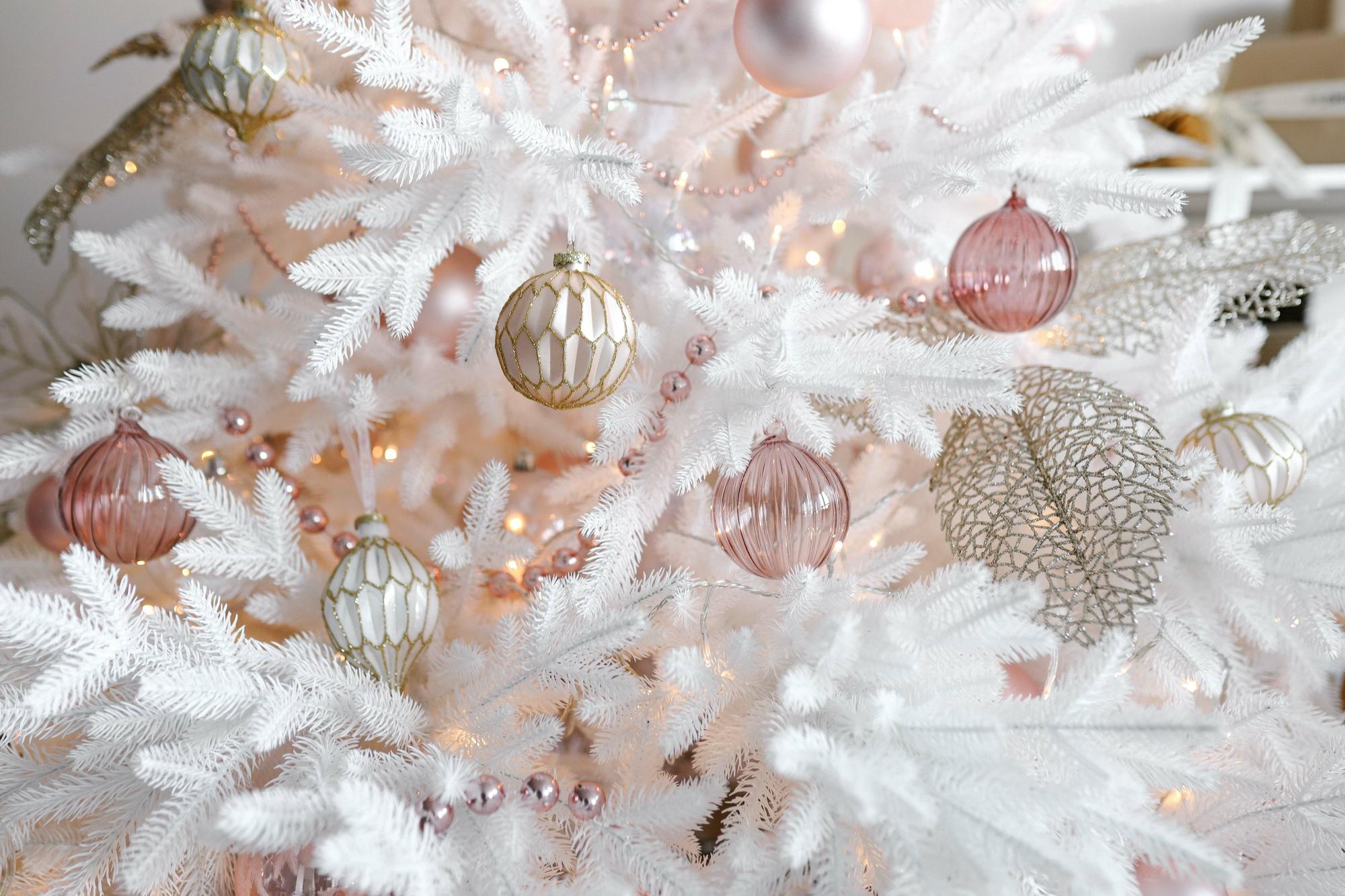 Набор ёлочных игрушек "Розовый глиттер"