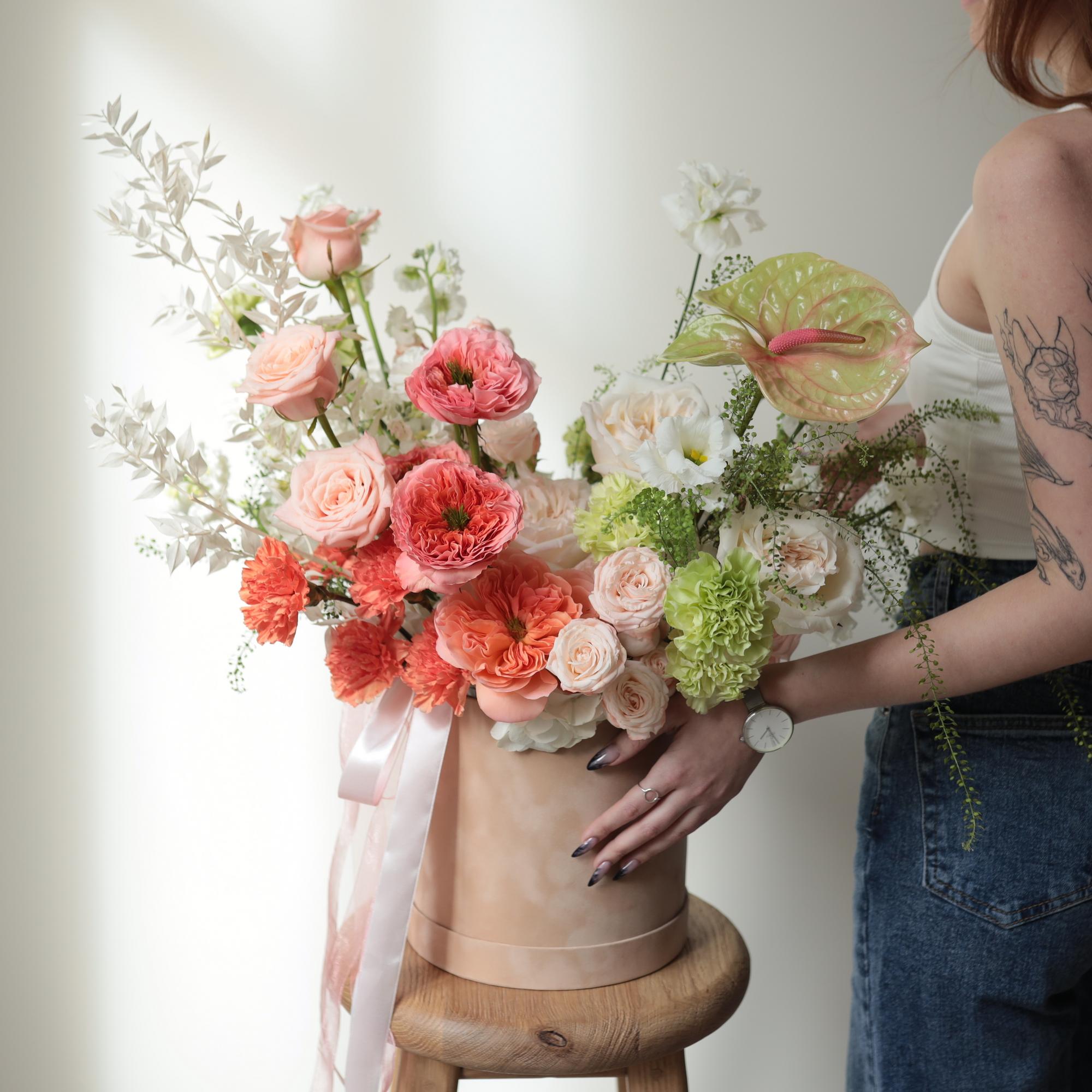 Шляпная коробка "Мятный мандарин"