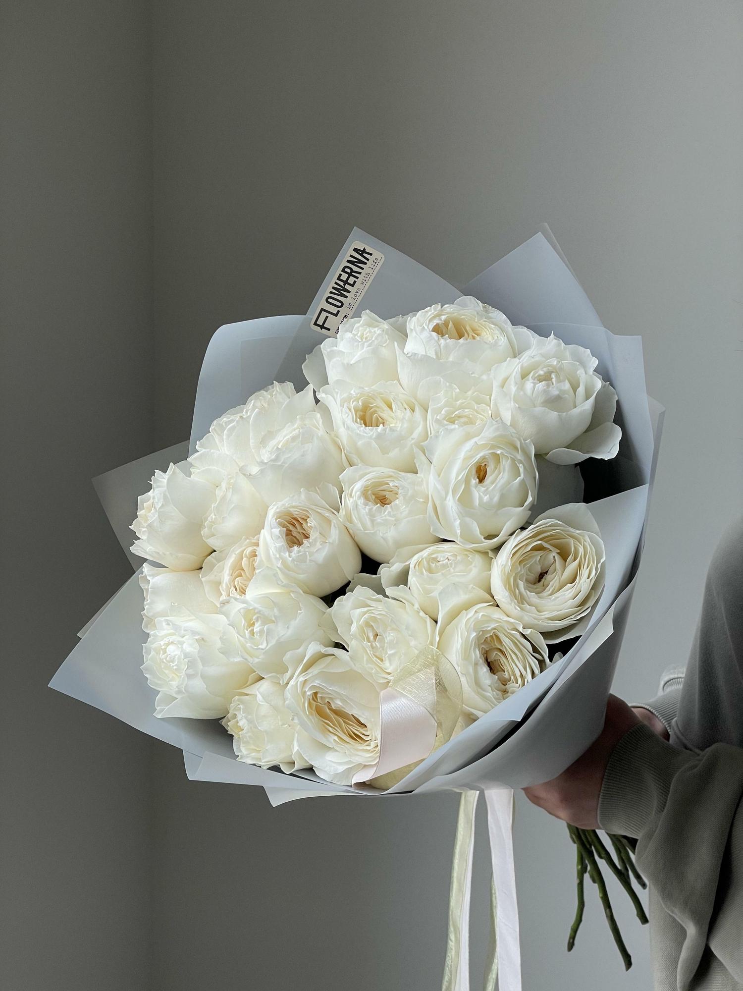 Пионовидные розы "Вайт Клауд"